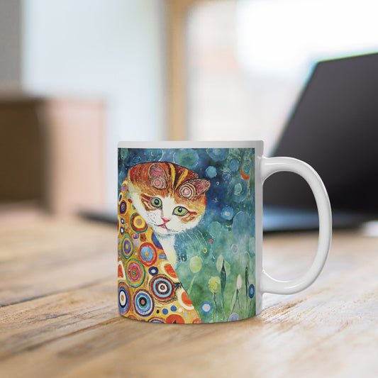Katzen Tasse Art– Künstlerische Kaffee Tasse mit farbenfrohem Katzenmotiv für Katzenliebhaber