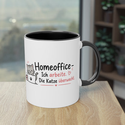 Homeoffice-Tasse – „Ich arbeite. Die Katze überwacht.“