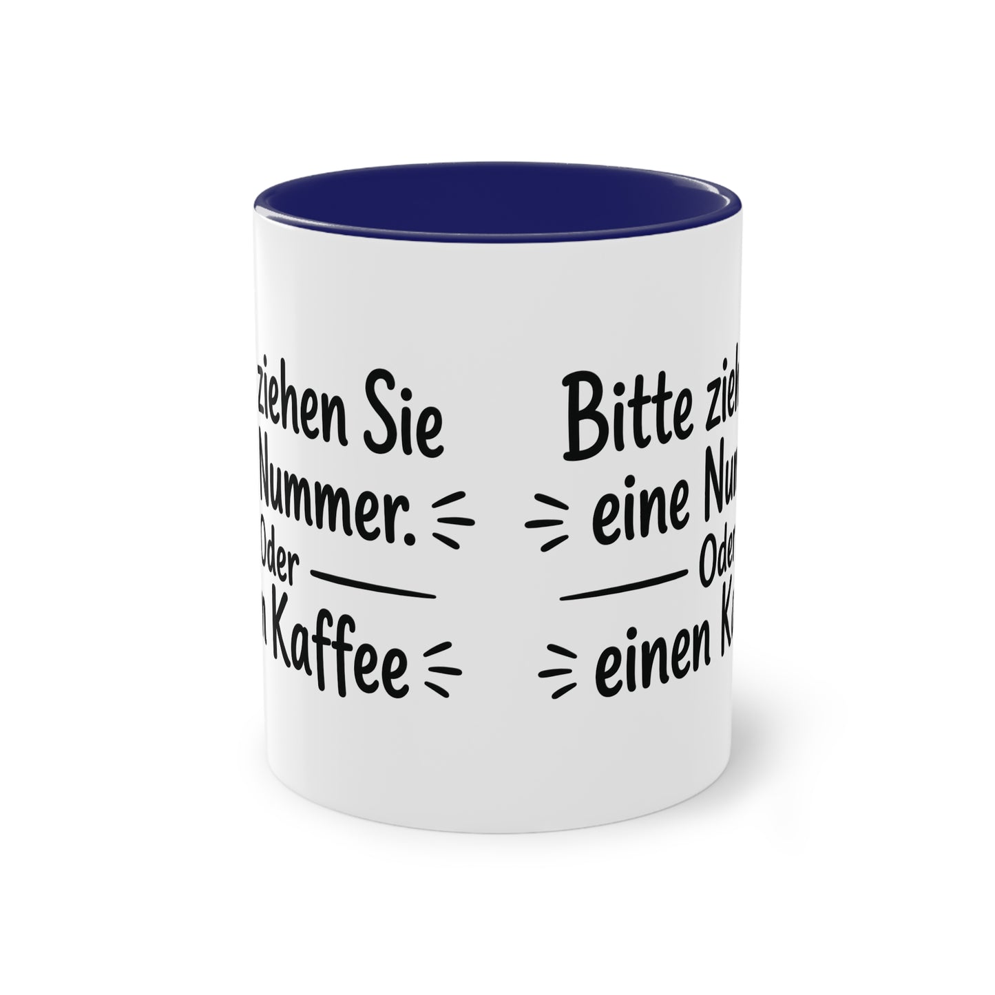 Tasse „Bitte ziehen Sie eine Nummer. Oder einen Kaffee.“ – Humorvolle Behördentasse