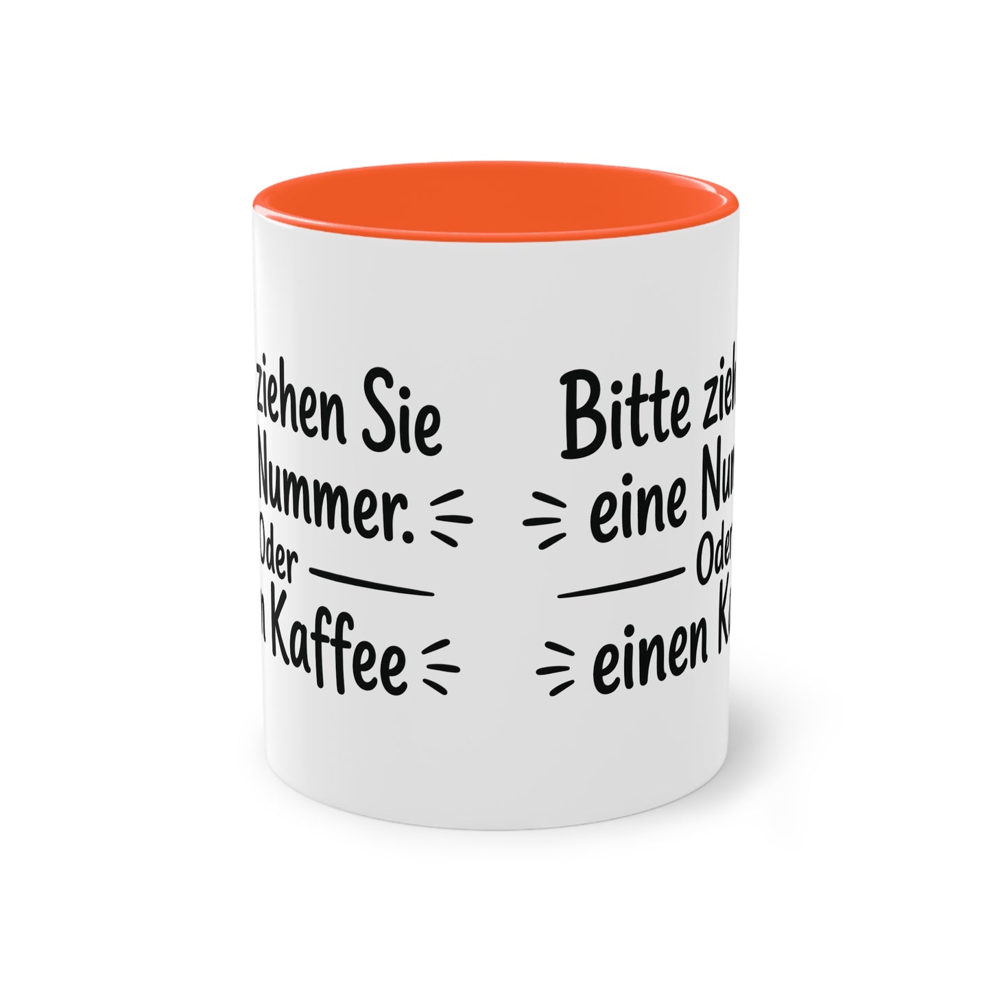 Tasse „Bitte ziehen Sie eine Nummer. Oder einen Kaffee.“ – Humorvolle Behördentasse