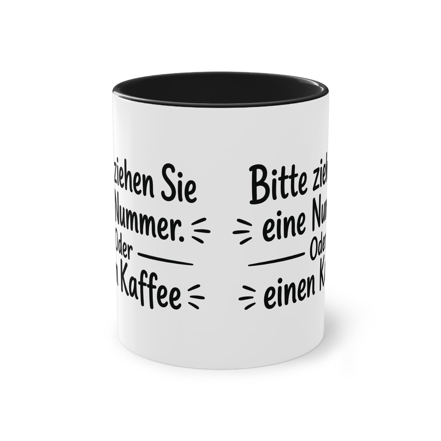 Tasse „Bitte ziehen Sie eine Nummer. Oder einen Kaffee.“ – Humorvolle Behördentasse