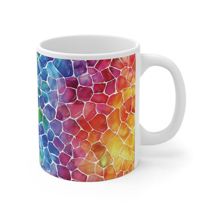 Regenbogen Mosaik Welle Tasse | Bunter Abstrakt Becher Farbenrausch