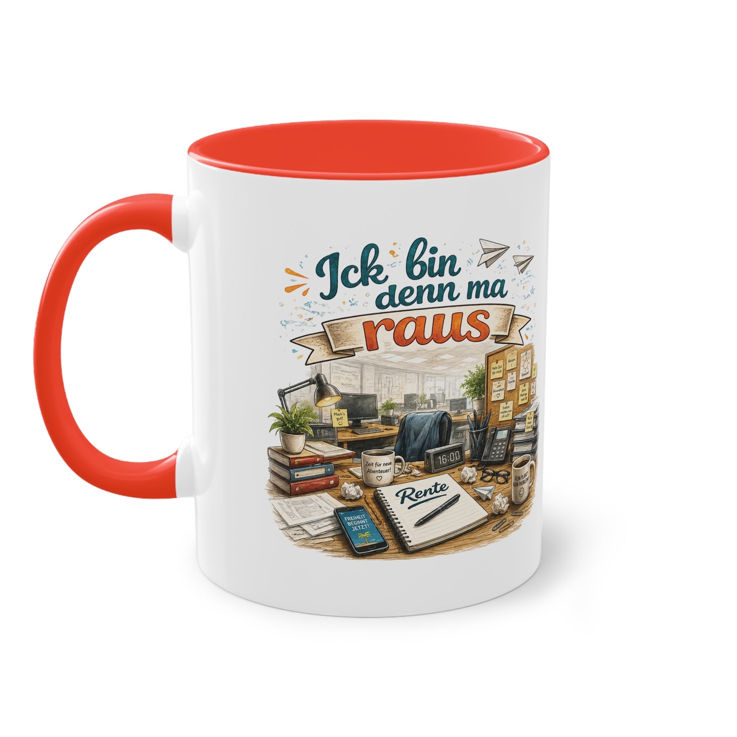 Tasse „Ick bin denn ma raus – Rente Edition“ ☕📋🎉
