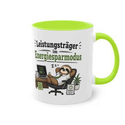 Tasse „Leistungsträger im Energiesparmodus“ – Lustige Bürotasse mit Faultier-Motiv