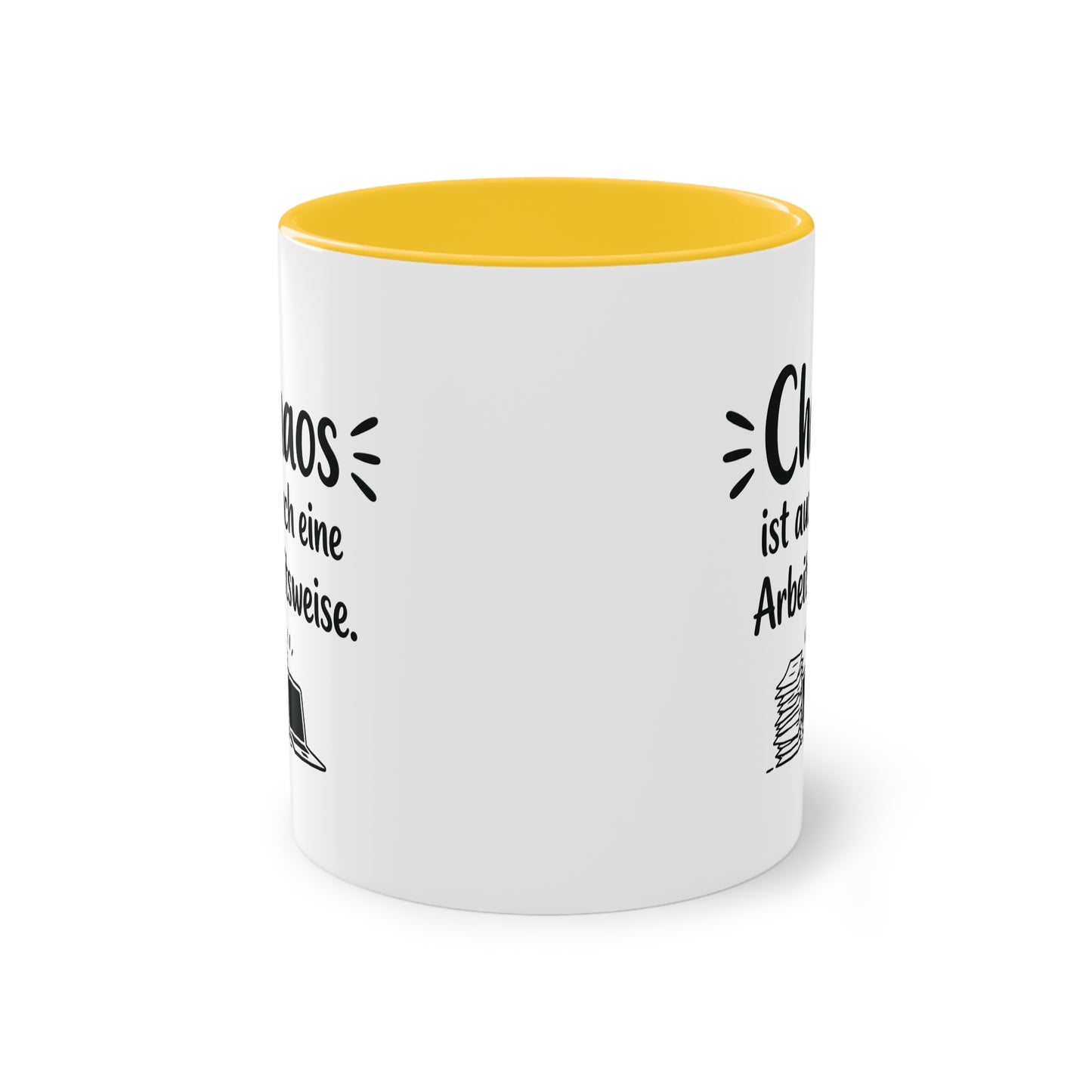 Tasse „Chaos ist auch eine Arbeitsweise.“ – Lustige Bürotasse mit Humor