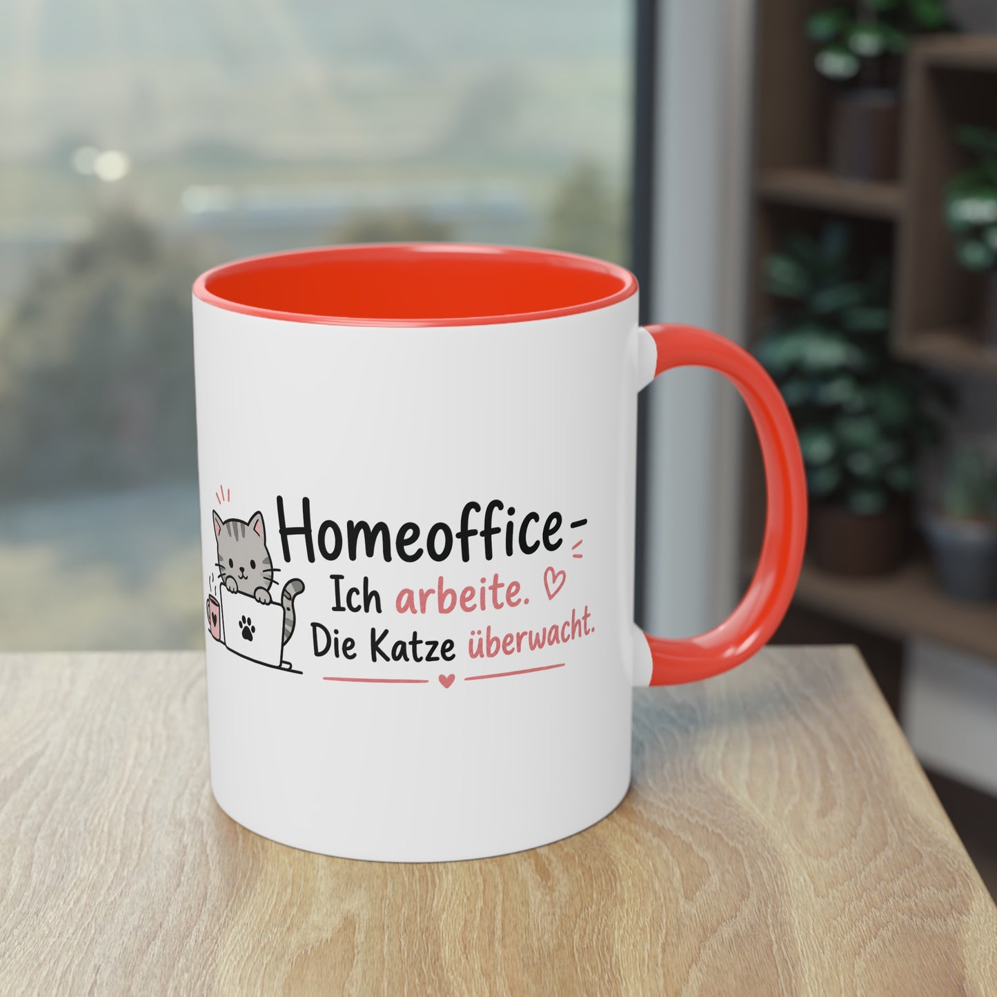 Homeoffice-Tasse – „Ich arbeite. Die Katze überwacht.“