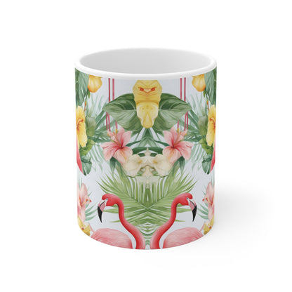 Flamingo Tasse Tropisch – Stilvolle Kaffee Tasse mit Flamingo- und Blumenmotiv für Sommerfeeling im Alltag
