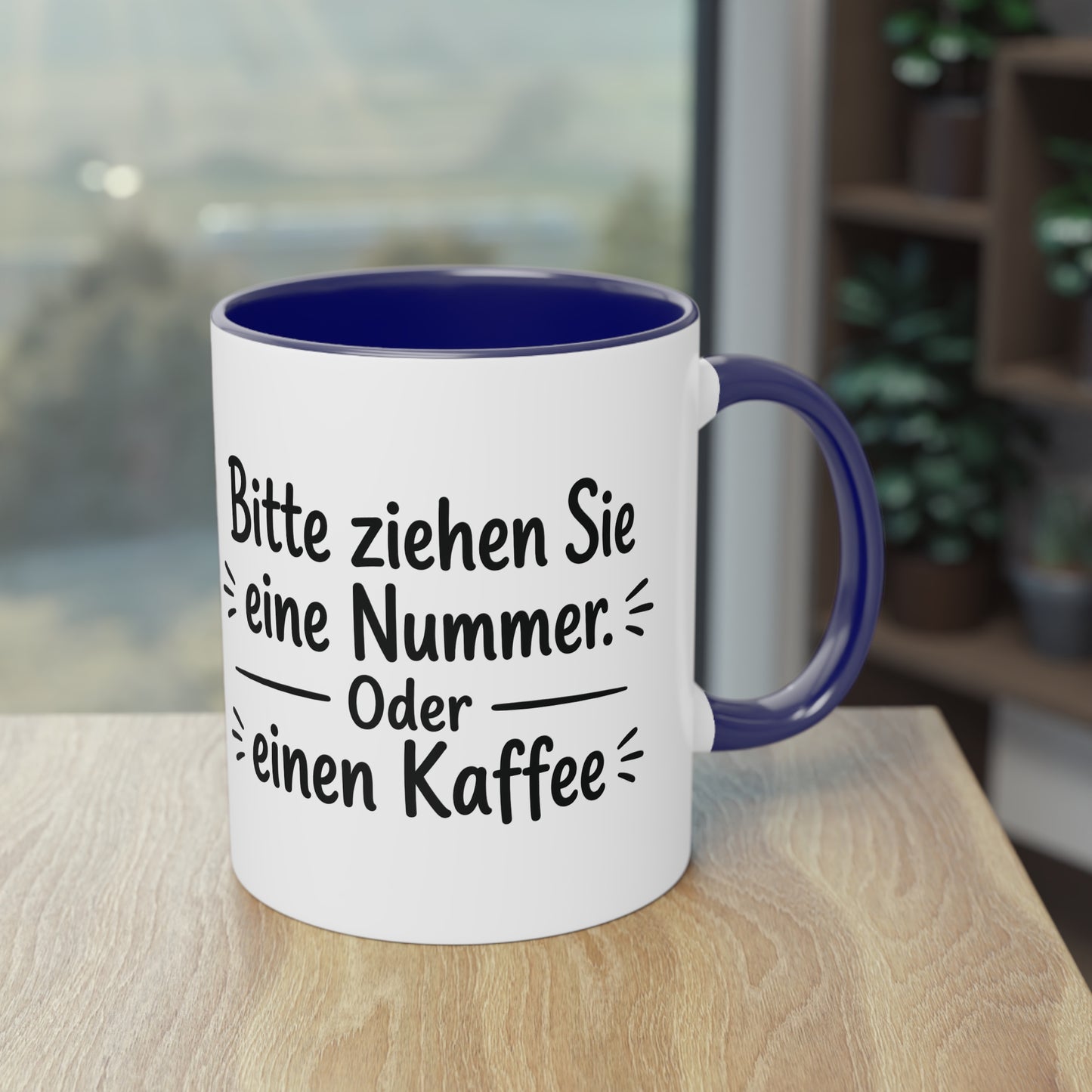 Tasse „Bitte ziehen Sie eine Nummer. Oder einen Kaffee.“ – Humorvolle Behördentasse