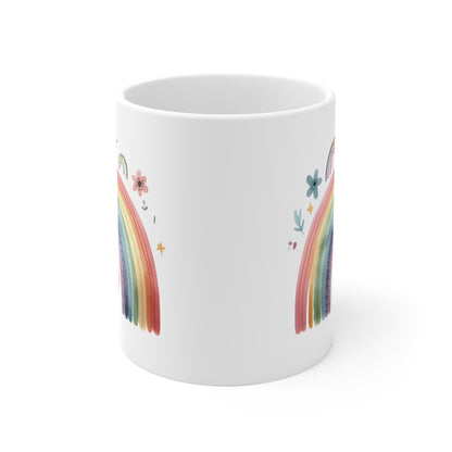 Regenbogen-Tasse mit Herz – Liebevoller Boho-Charme für jeden Tag