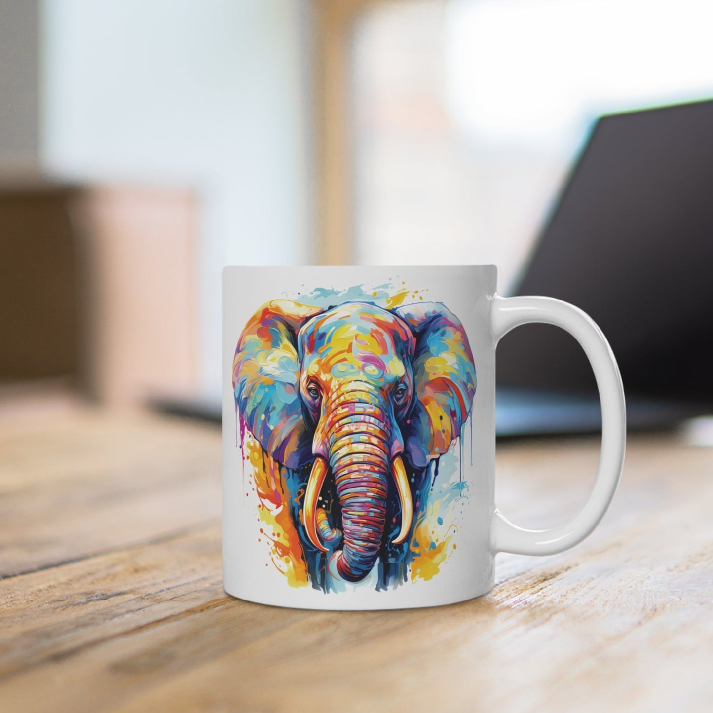 Farbenfrohe Elefanten-Tasse – Ausdrucksstarkes Pop-Art Design 🐘🎨✨
