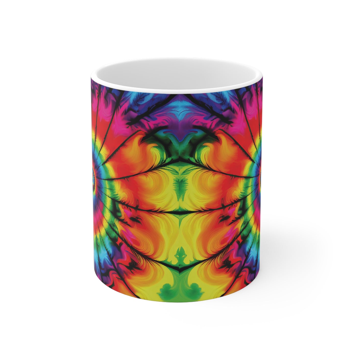 Batik-Tasse – Psychedelisches Farbenspiel im Retro-Look 🌈✨☕