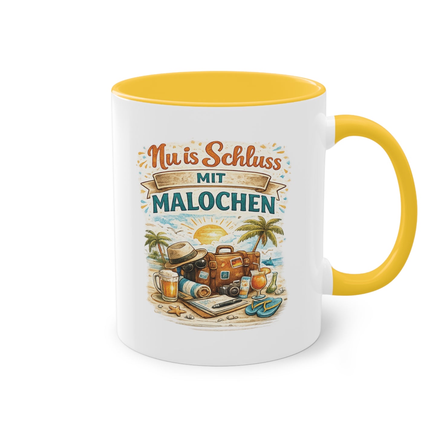 Tasse „Nu is Schluss mit Malochen“ ☕🌴🎒