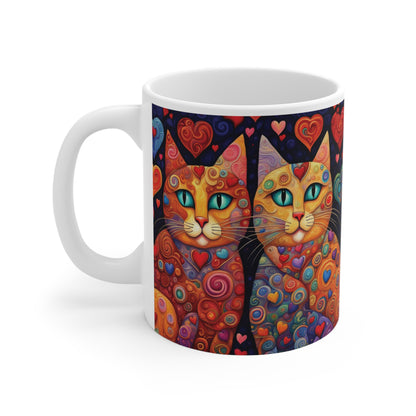 Bunte Katzen Herzen Tasse