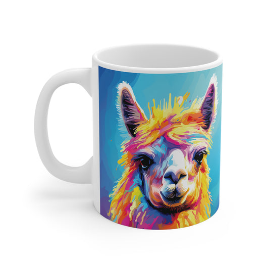 Farbenfrohe Alpaka-Tasse – Modernes Pop-Art Design 🦙🎨✨