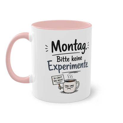 Tasse „Montag. Bitte keine Experimente.“ – Lustige Bürotasse mit Humor