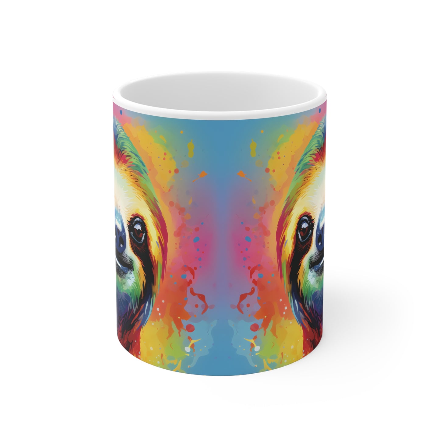 Farbenfrohe Faultier-Tasse – Fröhliches Pop-Art Design 🦥🎨🌈
