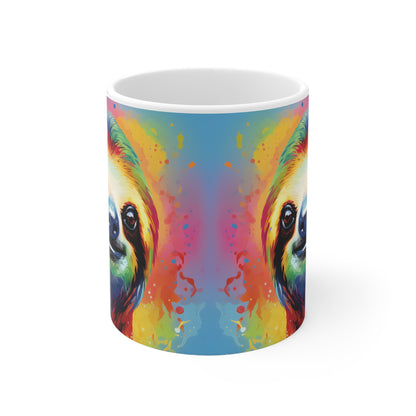 Farbenfrohe Faultier-Tasse – Fröhliches Pop-Art Design 🦥🎨🌈